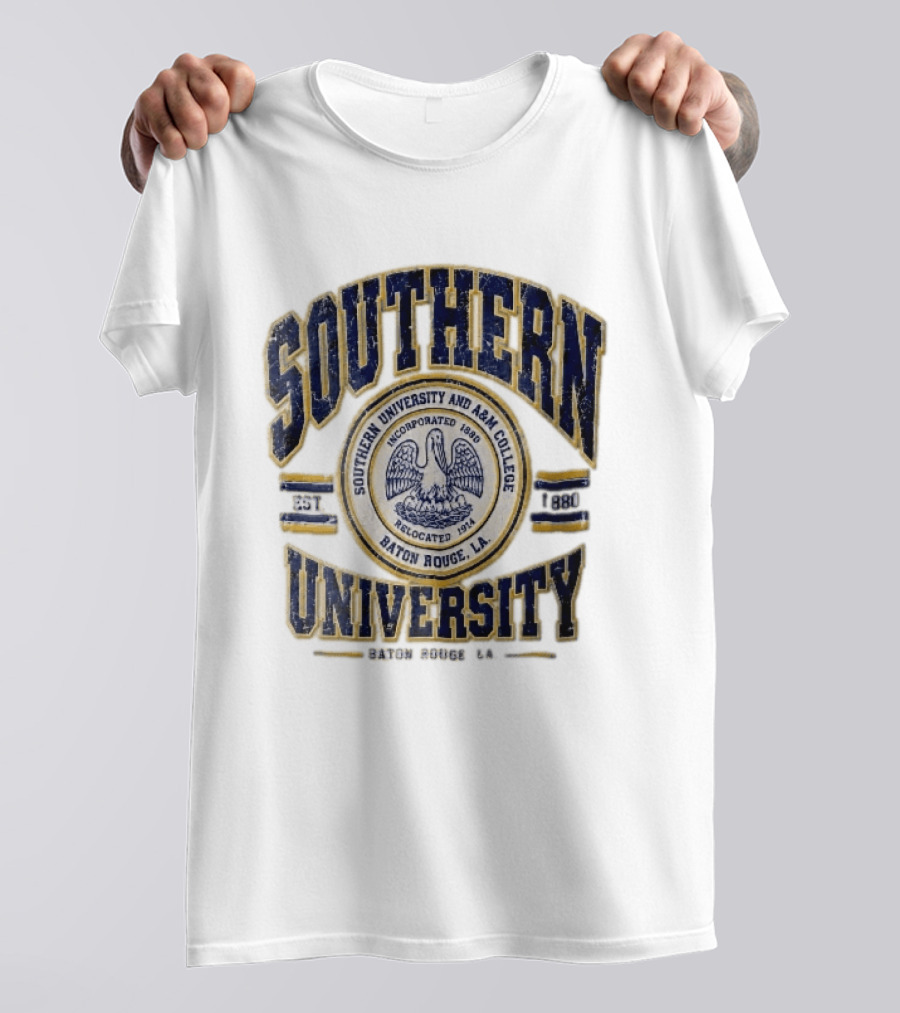 Southern University Jaguars Baton Rouge LA NCAA Est 1880 Incorporated Relocated 1914 Pelican Seal T-Shirt