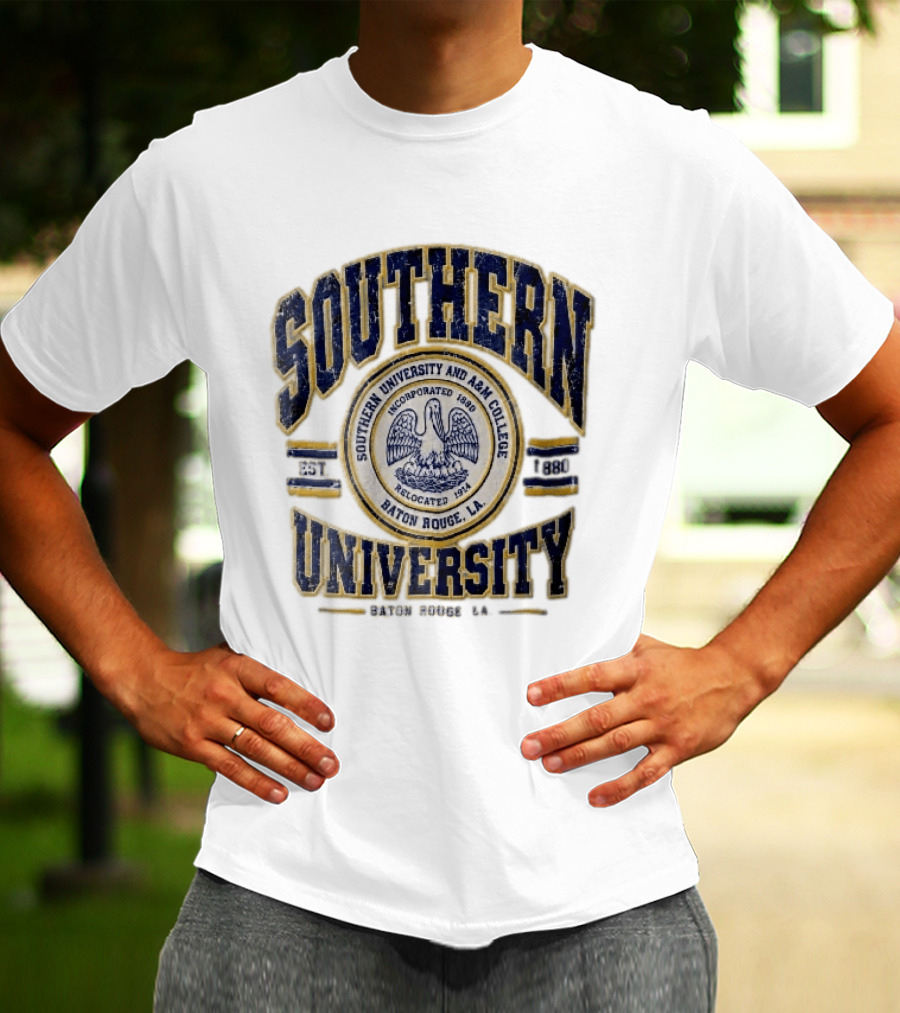Southern University Jaguars Baton Rouge LA NCAA Est 1880 Incorporated Relocated 1914 Pelican Seal T-Shirt