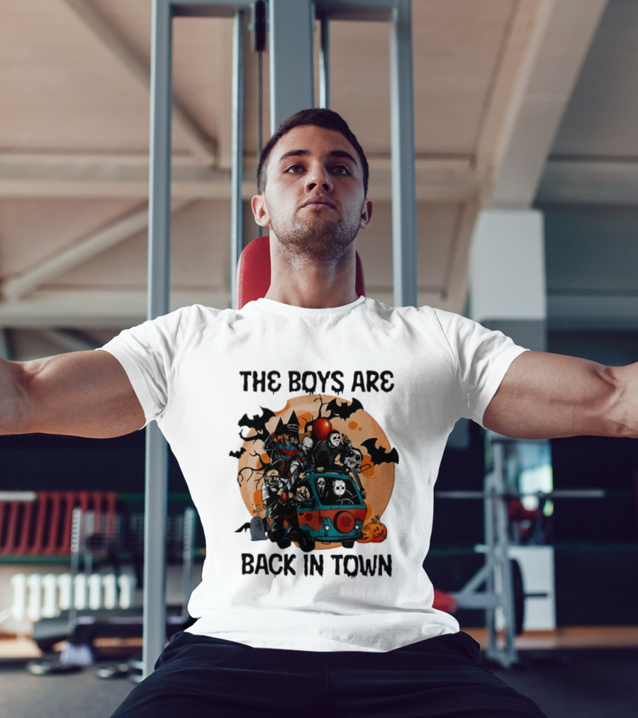 The Boys Are Back In Town Horror Characters Halloween Van Scene T-Shirt