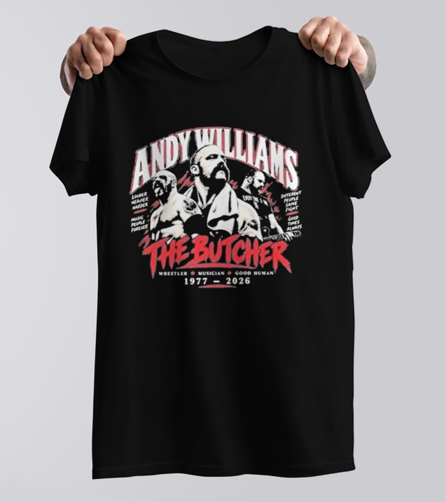 Andy Williams The Butcher Wrestler Musician 1977 2026 T-Shirt