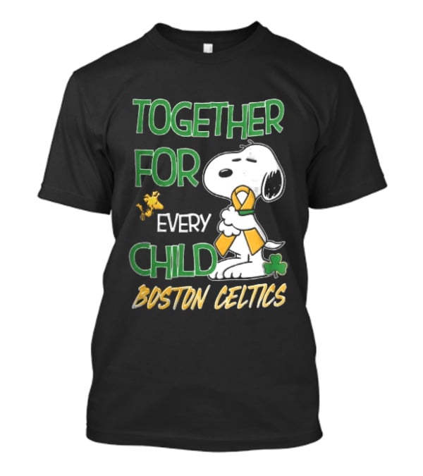 Boston Celtics Together Cartoon Dog Bird Awareness Ribbon Shamrock T-Shirt