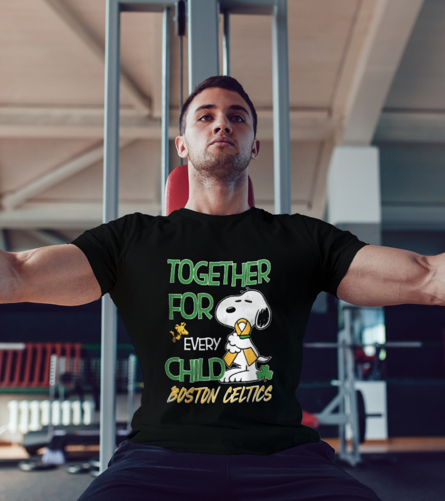 Boston Celtics Together Cartoon Dog Bird Awareness Ribbon Shamrock T-Shirt