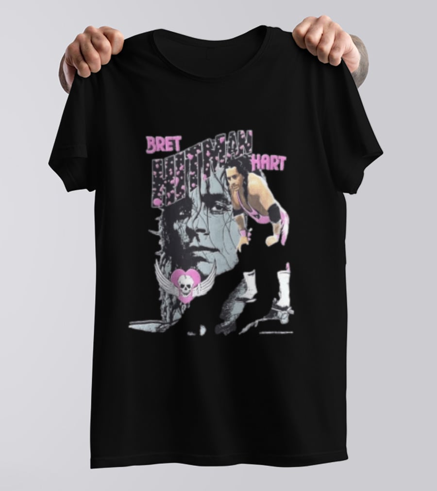 Bret Hart Hitman WWE Wrestling Skull Wings Boots T-Shirt