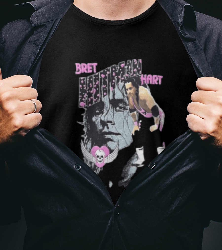 Bret Hart Hitman WWE Wrestling Skull Wings Boots T-Shirt
