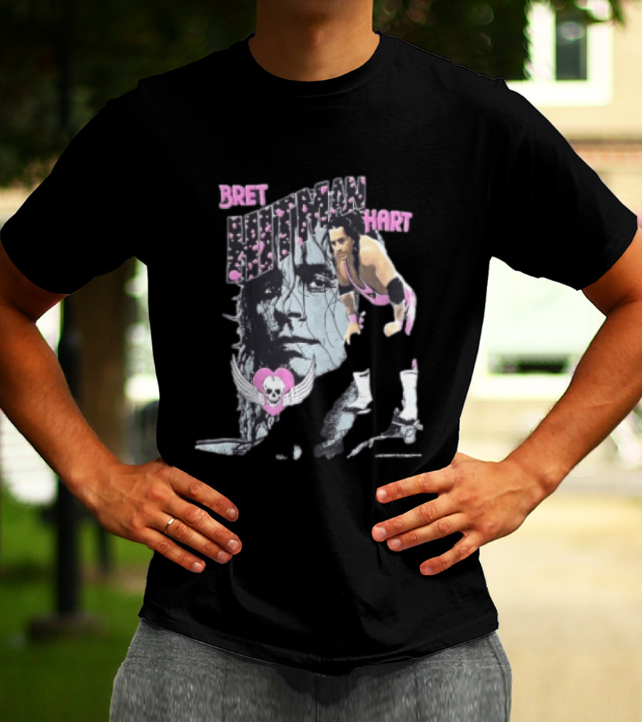 Bret Hart Hitman WWE Wrestling Skull Wings Boots T-Shirt