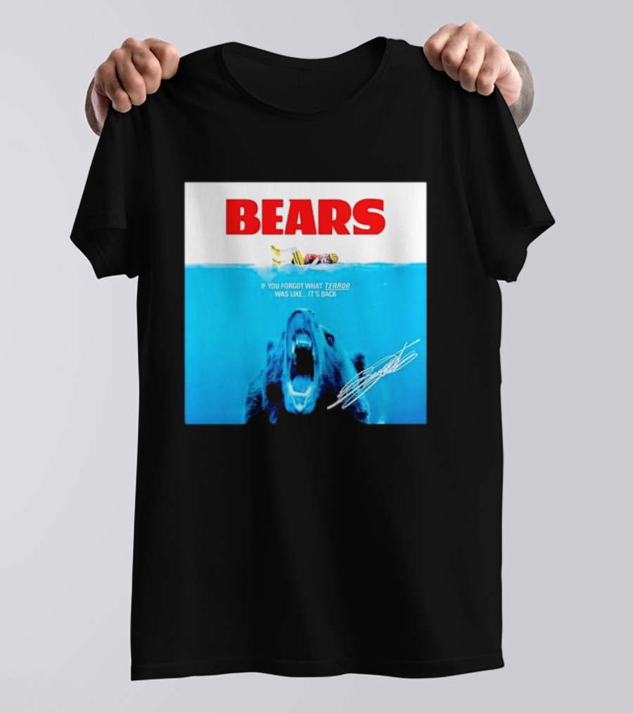 BEARS Caleb Williams Green Bay Packers Player Swimming Bear If You Forgot What Terror Was Like It's Back Chicago Bears T-Shirt