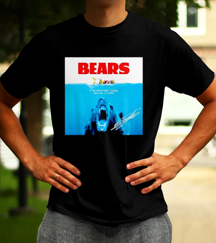 BEARS Caleb Williams Green Bay Packers Player Swimming Bear If You Forgot What Terror Was Like It's Back Chicago Bears T-Shirt