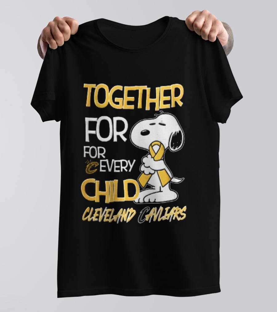 Cleveland Cavaliers Together For Every Child Cartoon Dog Yellow Ribbon T-Shirt