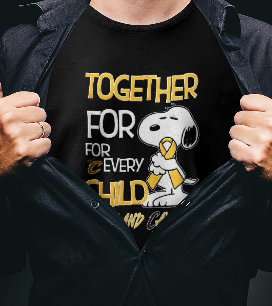 Cleveland Cavaliers Together For Every Child Cartoon Dog Yellow Ribbon T-Shirt