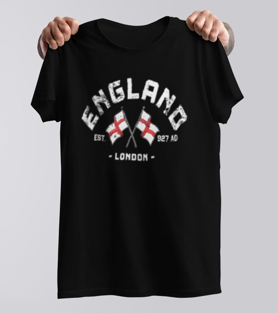 England Crossed Flag Est 927 AD London T-Shirt