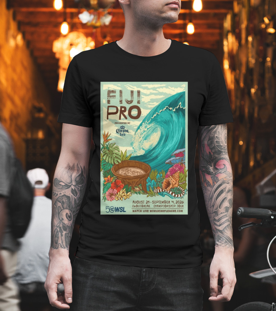 Fiji Pro Cloudbreak 2026 Presented By Corona Cero August 25 September 4 World Surf League Championship Tour T-Shirt