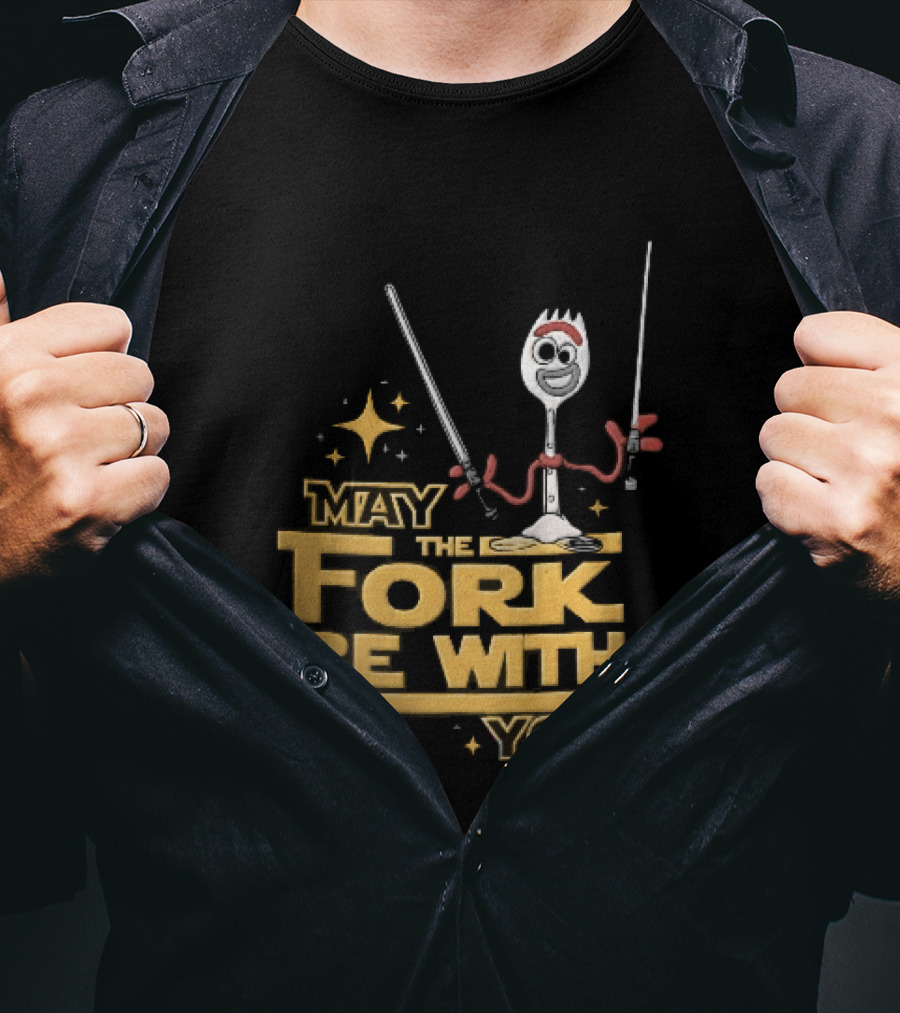 May The Fork Be With You Spork Wielding Lightsabers T-Shirt
