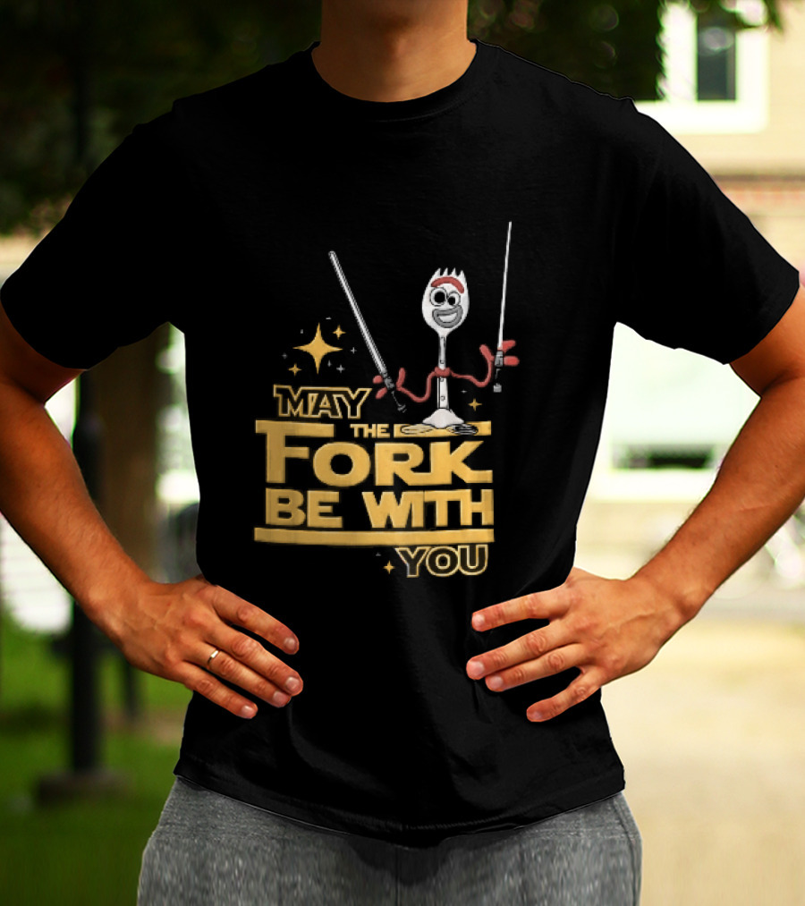May The Fork Be With You Spork Wielding Lightsabers T-Shirt