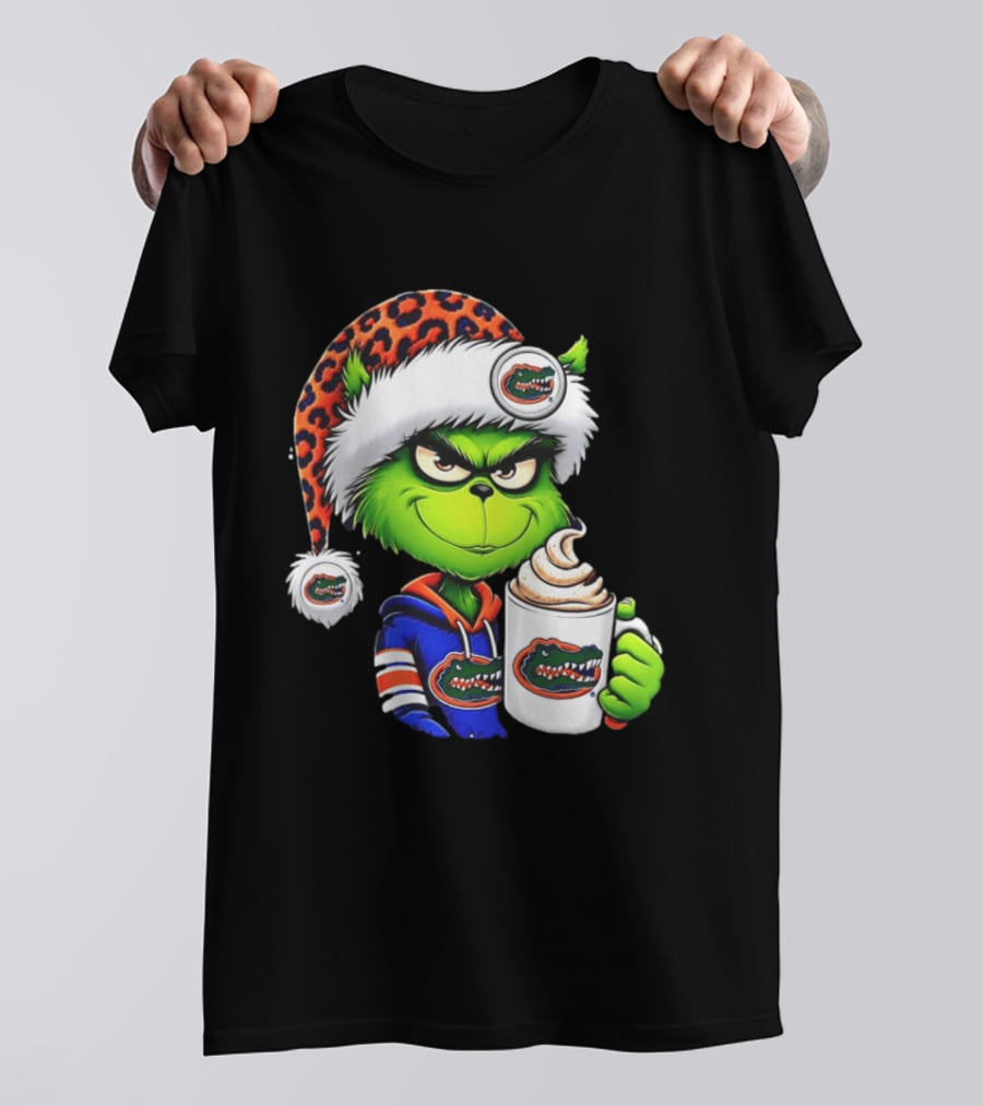 Holiday 2026 Grinch In Florida Gators With Festive And Santa Hat T-Shirt