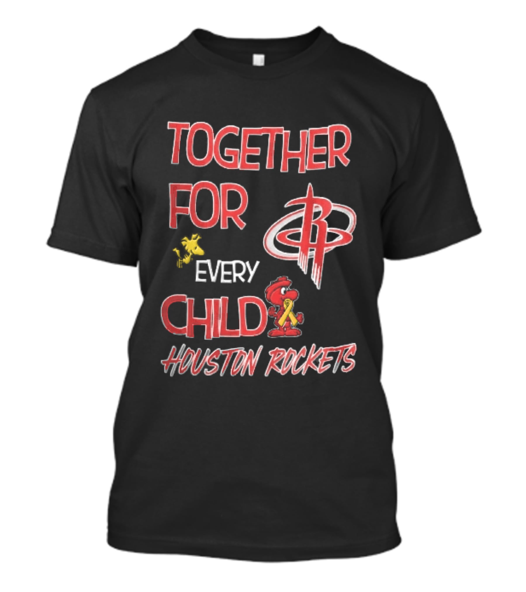 Houston Rockets Together For Every Child Cartoon Woodstock Gold Ribbon T-Shirt