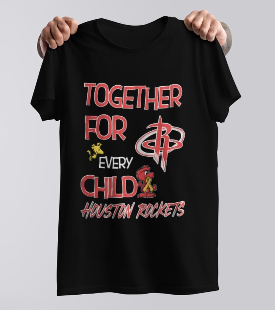 Houston Rockets Together For Every Child Cartoon Woodstock Gold Ribbon T-Shirt
