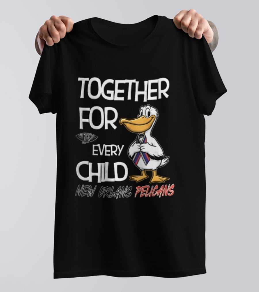 Together For Every Child New Orleans Pelicans Cartoon Awareness Ribbon T-Shirt