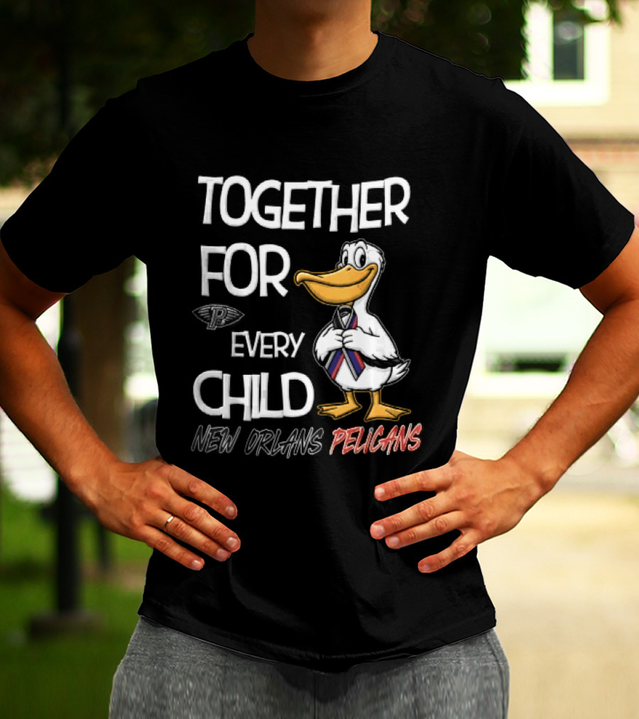Together For Every Child New Orleans Pelicans Cartoon Awareness Ribbon T-Shirt