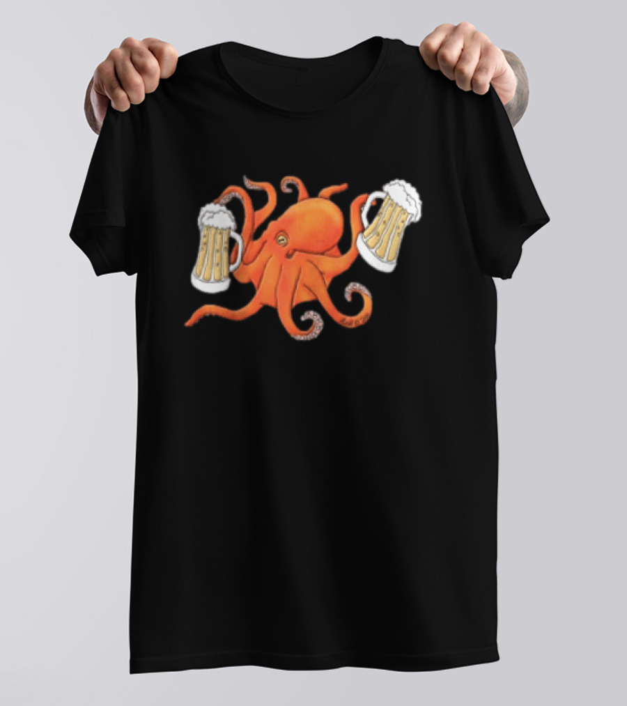 Octopus Holding Beers Meme Dual S Celebration T-Shirt