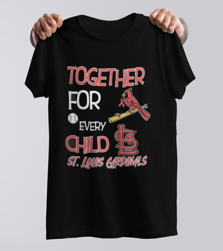 St. Louis Cardinals Together For Every Child Bird On Bat Baseball T-Shirt
