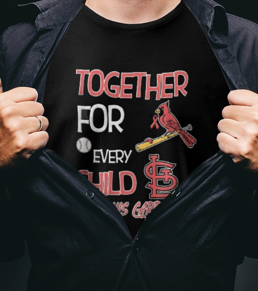 St. Louis Cardinals Together For Every Child Bird On Bat Baseball T-Shirt