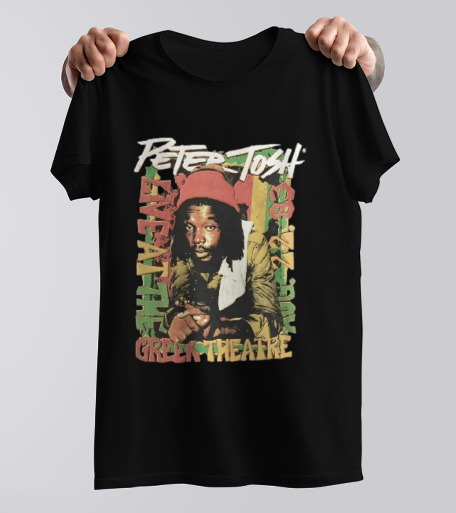 Peter Tosh Live At The Greek Theatre Aug 22 83 Rastafarian Dreadlocked Musician T-Shirt