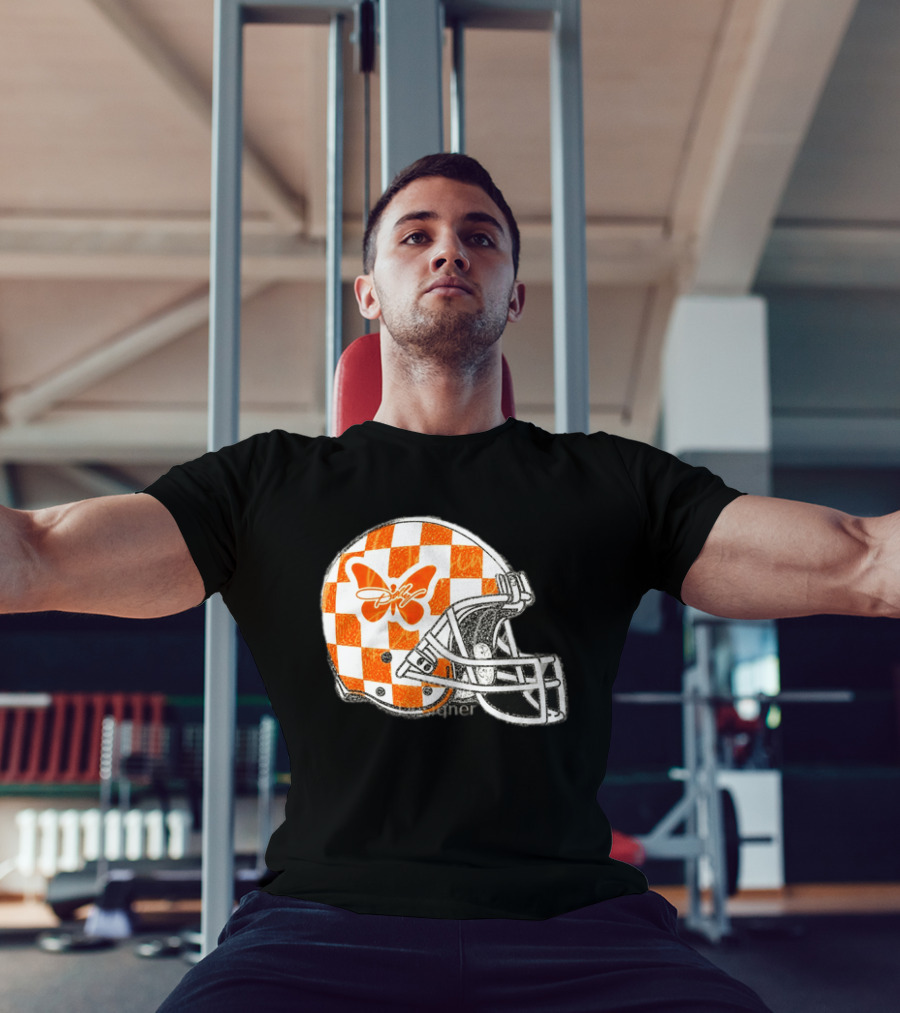 Tennessee Vols Football Helmet Checkerboard Butterfly Dolly Parton Version T-Shirt