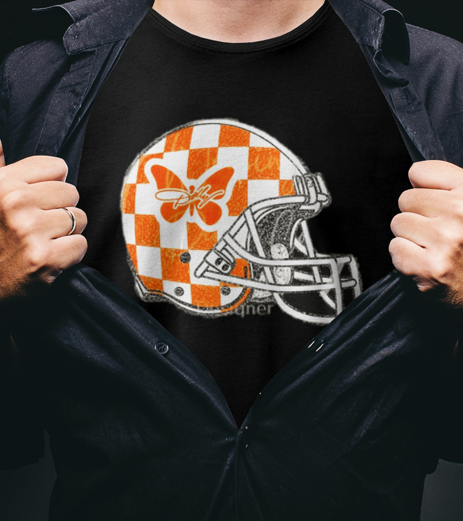 Tennessee Vols Football Helmet Checkerboard Butterfly Dolly Parton Version T-Shirt