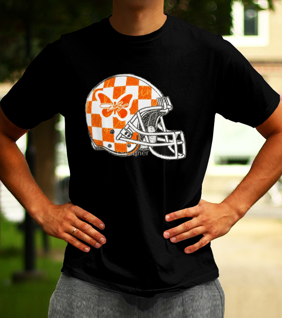 Tennessee Vols Football Helmet Checkerboard Butterfly Dolly Parton Version T-Shirt