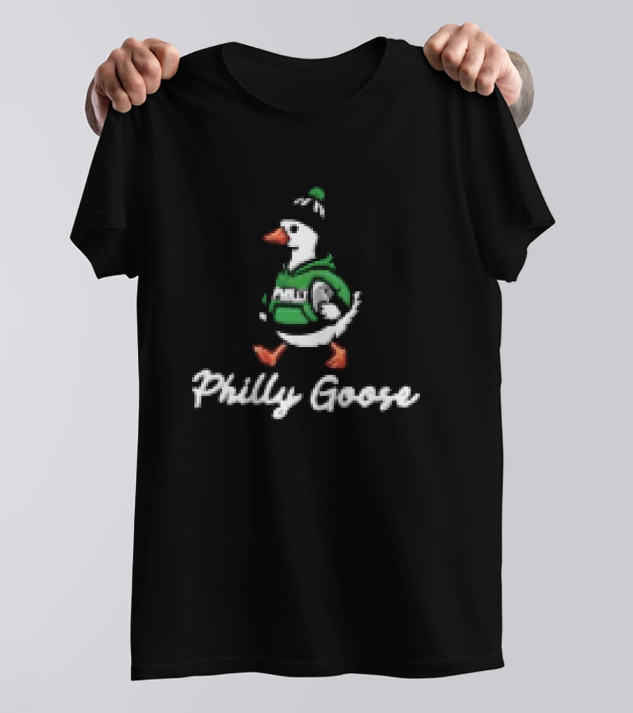 Philly Goose Cartoon In Green Football Hat T-Shirt