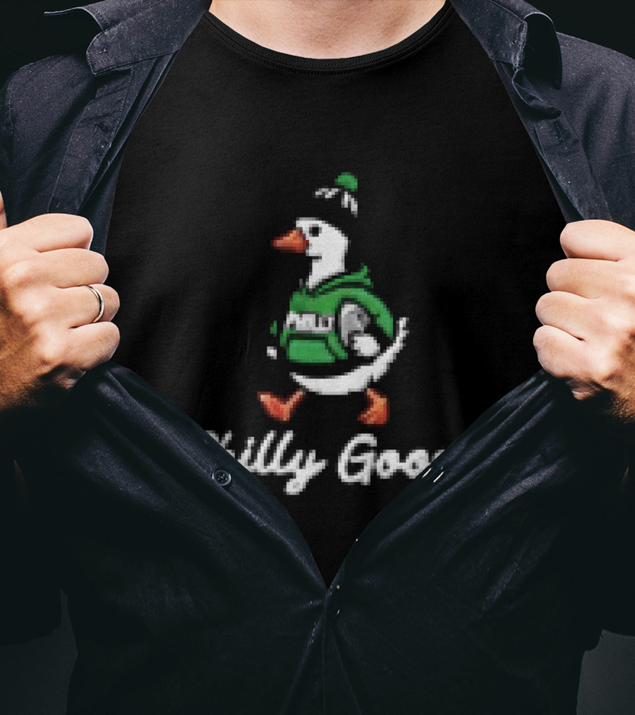 Philly Goose Cartoon In Green Football Hat T-Shirt
