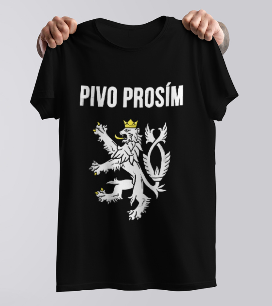 Pivo Prosim Crowned White Double Tailed Czech Lion T-Shirt