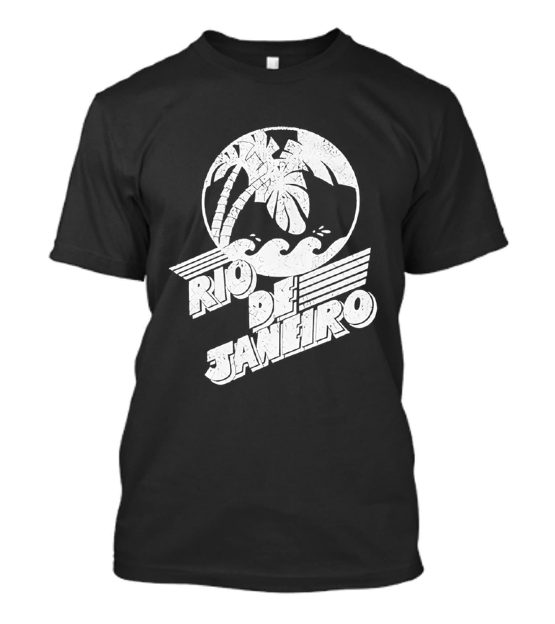 Rio De Janeiro Palm Tree Tropical Waves Circle T-Shirt