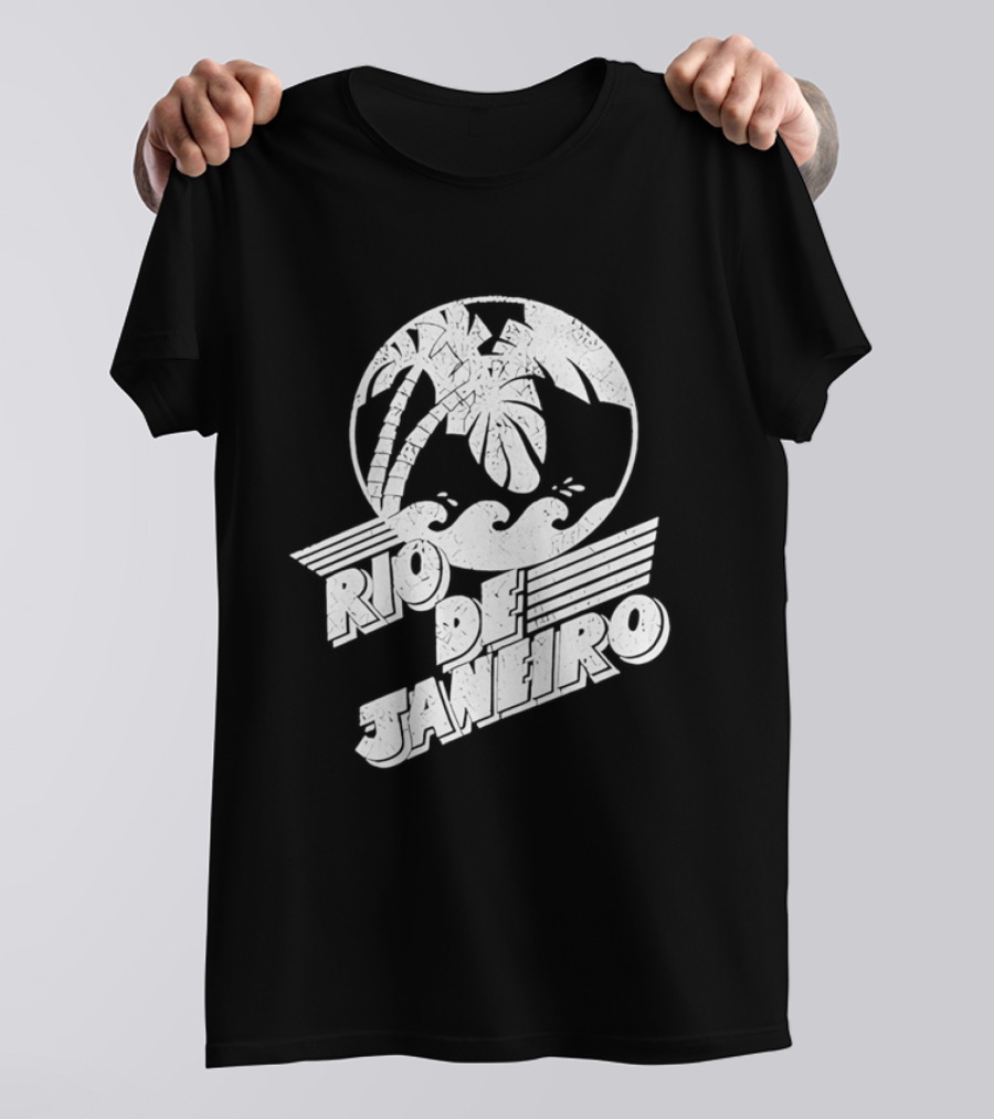 Rio De Janeiro Palm Tree Tropical Waves Circle T-Shirt