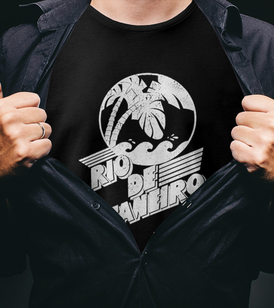 Rio De Janeiro Palm Tree Tropical Waves Circle T-Shirt