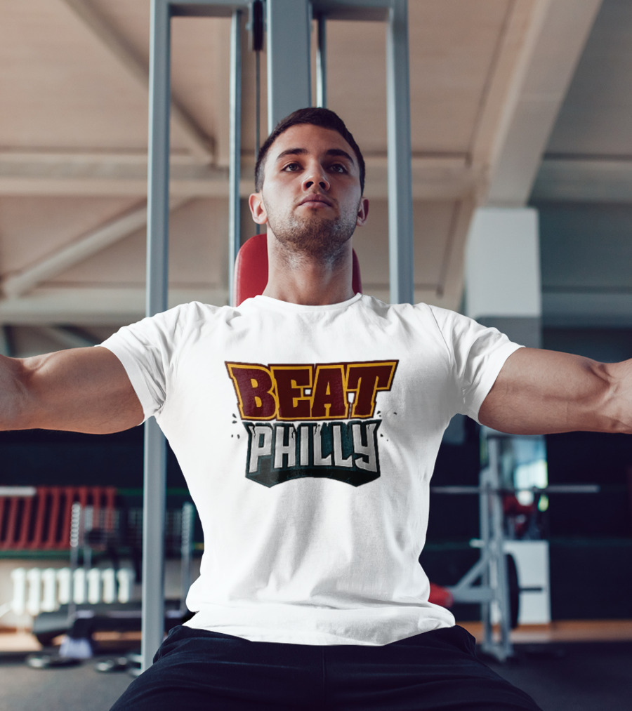 Beat Philly Burgundy Gold Cracked Block Shattered Debris T-Shirt