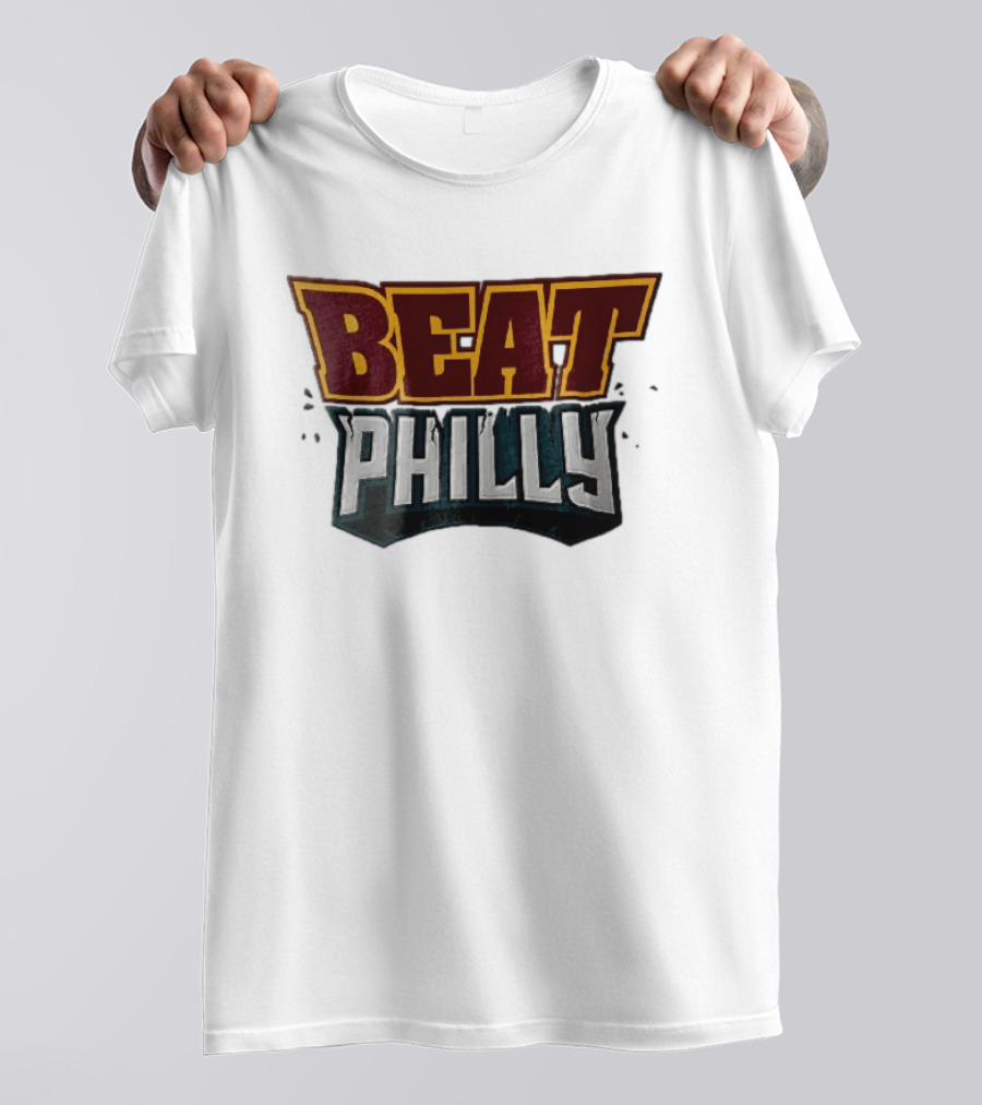 Beat Philly Burgundy Gold Cracked Block Shattered Debris T-Shirt