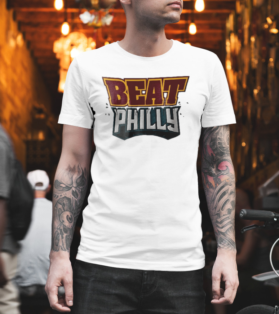 Beat Philly Burgundy Gold Cracked Block Shattered Debris T-Shirt
