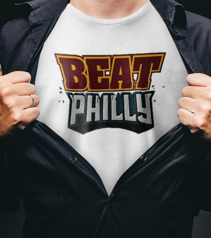 Beat Philly Burgundy Gold Cracked Block Shattered Debris T-Shirt