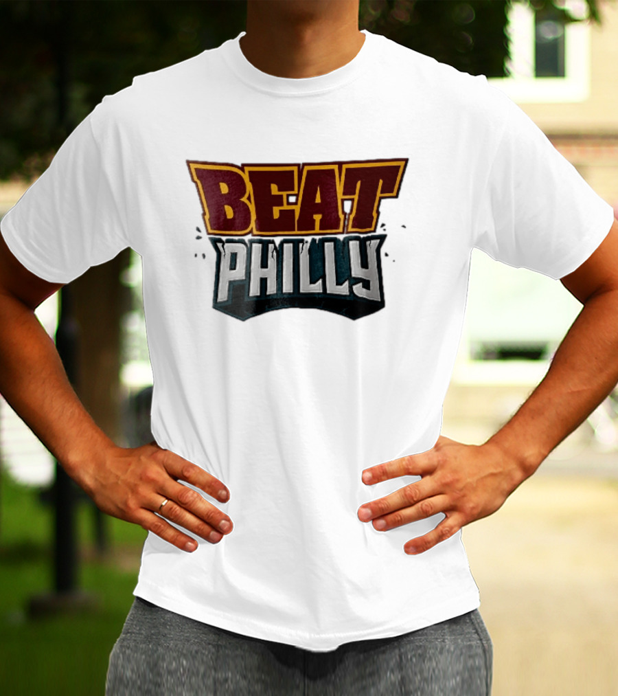 Beat Philly Burgundy Gold Cracked Block Shattered Debris T-Shirt