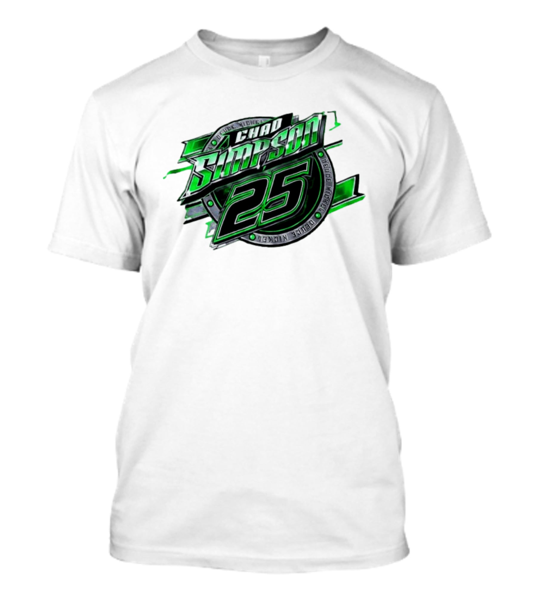 Chad Simpson 25 Deuce Nickel Racing Green Black Christian Series T-Shirt