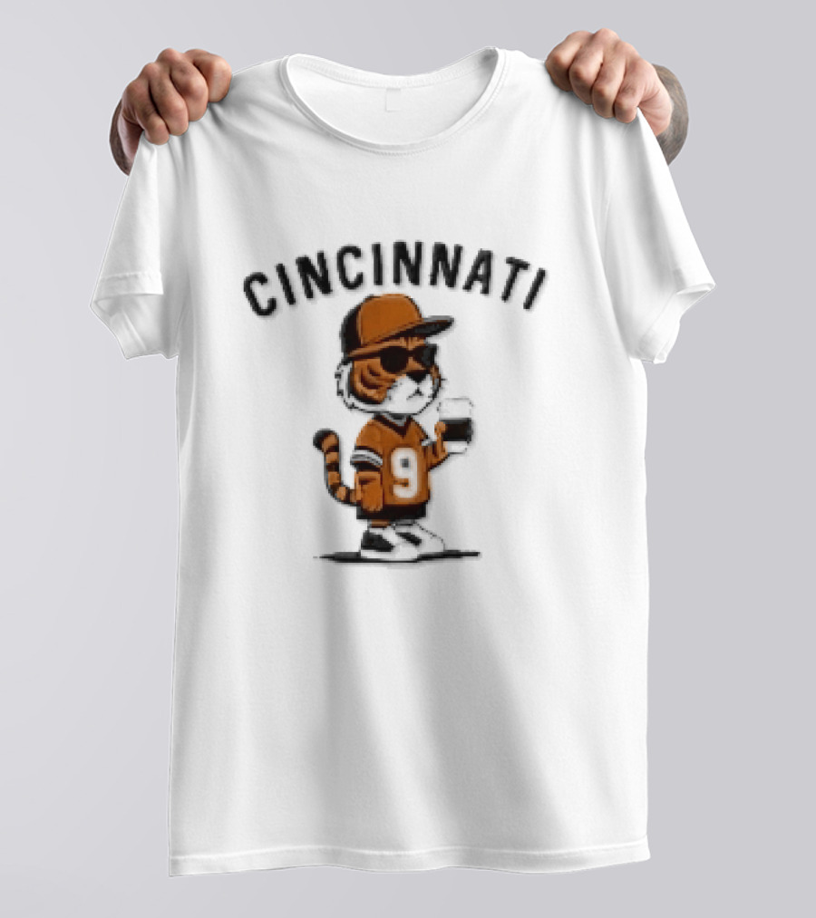 Cincinnati Bengals Cartoon Tiger Sunglasses Jersey Coffee Cup T-Shirt