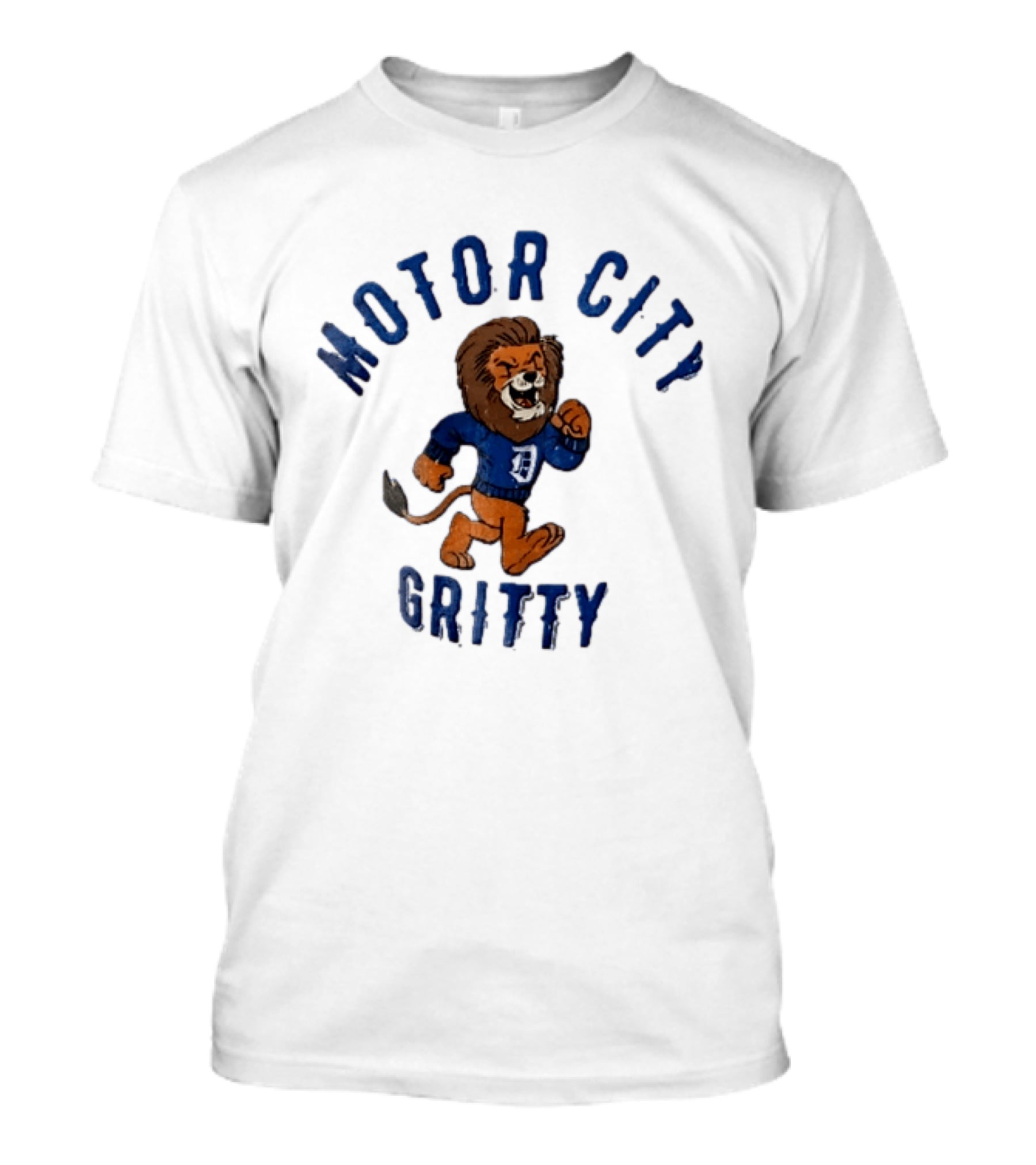 Motor City Gritty Distressed Cartoon Lion Running Detroit Lions T-Shirt