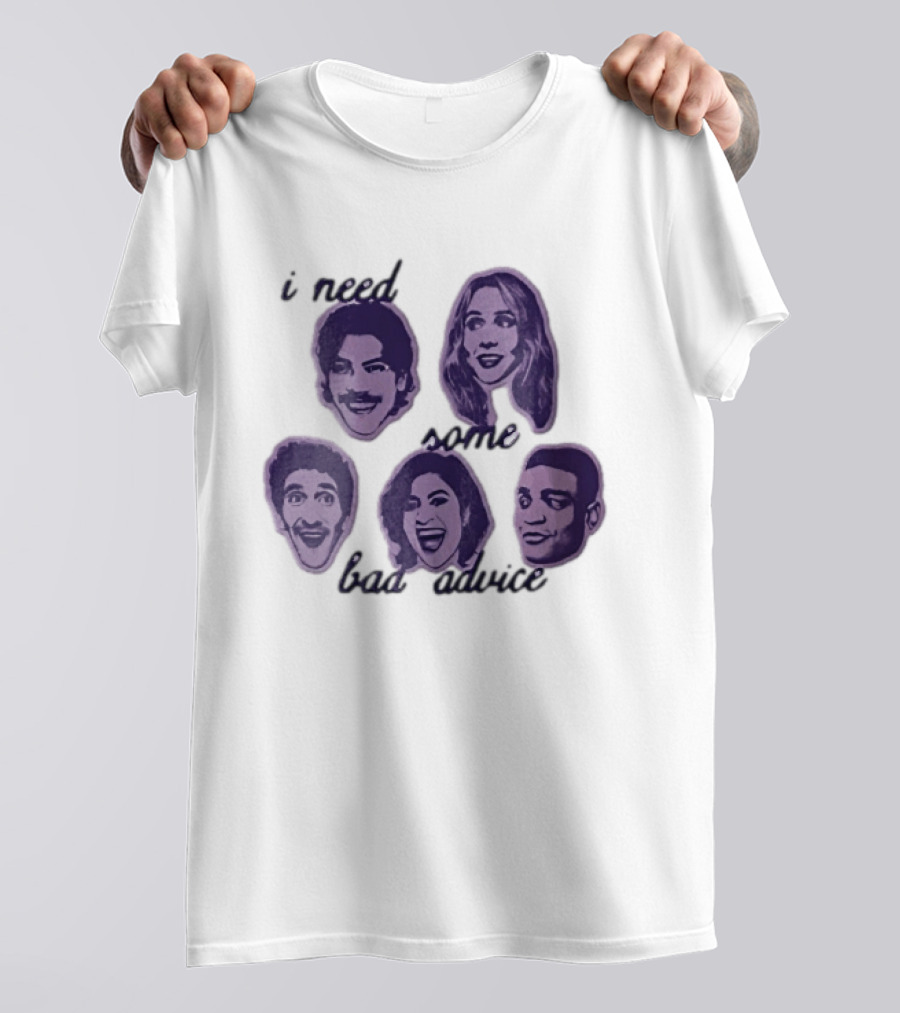 I Need Some Bad Advice Purple Monochromatic Five People Head Cutouts T-Shirt