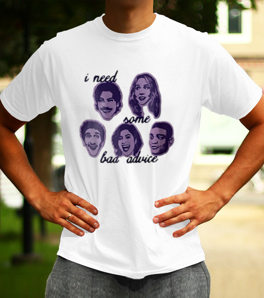 I Need Some Bad Advice Purple Monochromatic Five People Head Cutouts T-Shirt