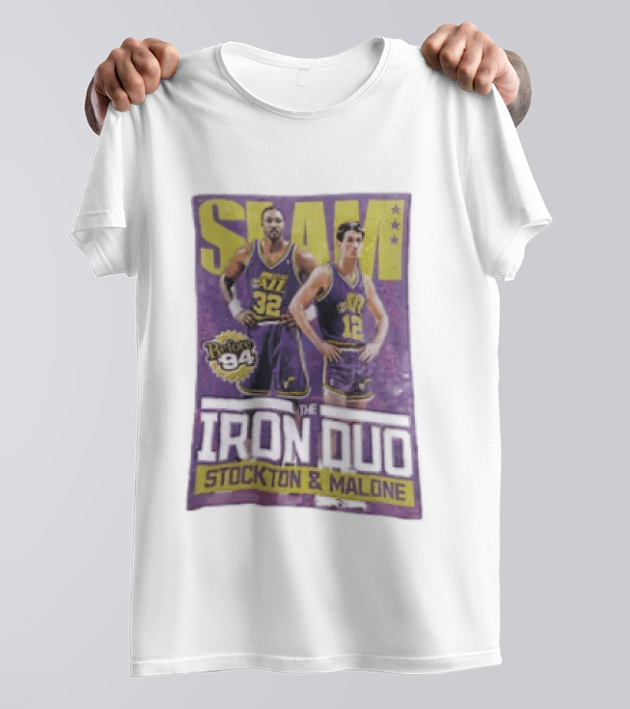 Slam Utah Jazz Before 94 Iron Duo Stockton Malone T-Shirt