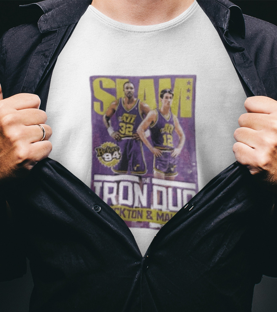 Slam Utah Jazz Before 94 Iron Duo Stockton Malone T-Shirt