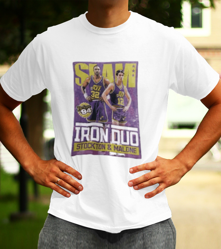 Slam Utah Jazz Before 94 Iron Duo Stockton Malone T-Shirt