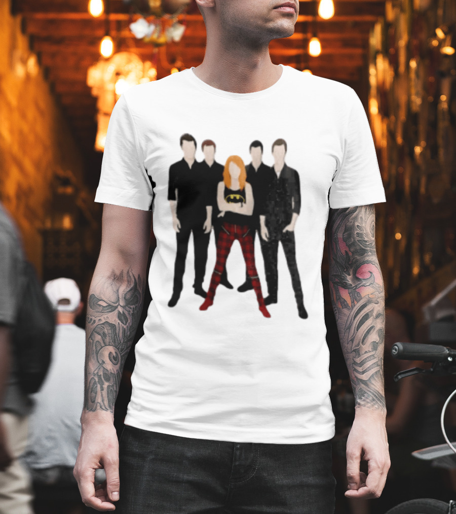 Vector Alternative Rock Band With Bat Symbol And Checkered Pants T-Shirt
