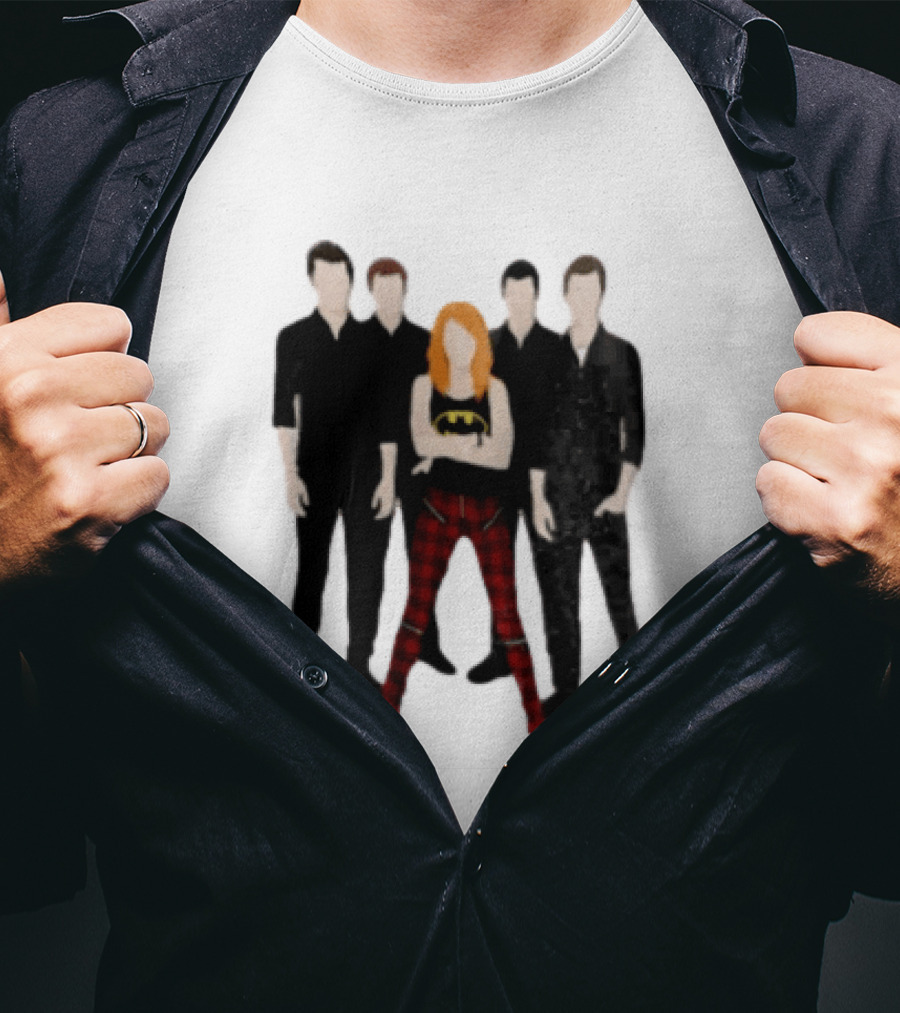 Vector Alternative Rock Band With Bat Symbol And Checkered Pants T-Shirt